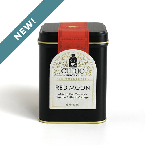 Curio Spice Co. Beverage Blend Red Moon African Red Tea in a tin.