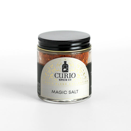 Curio Spice Co. Classic Blend Magic Salt in a glass jar.