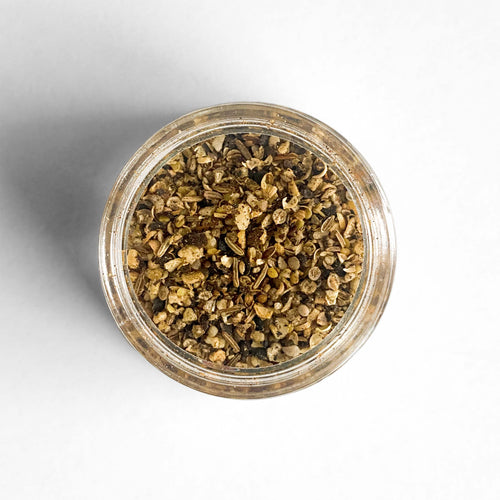 Curio Spice Co. Classic Blend Monsieur Montreal in a glass jar from above.