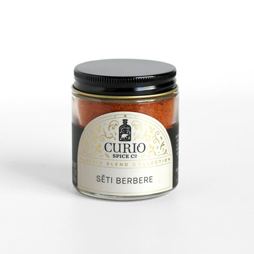 Curio Spice Co. Classic Blend Seti Berbere in a glass jar.