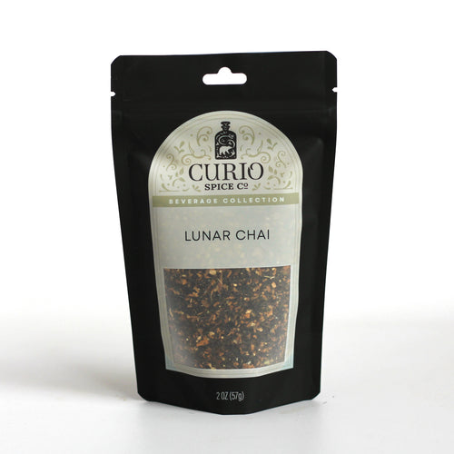 Curio Spice Co. Beverage Blend Lunar Chai in a resealable bag.