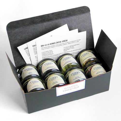 Curio Spice Co. Elevated Essentials gift set featuring fair-trade single origin sustainable spices.