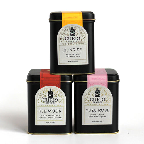 Curio Spice Co. Spiced Tea Collection gift set featuring Beverage Blends made with fair-trade single origin sustainable spices.