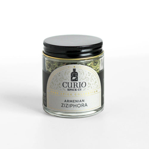 Curio Spice Co. fair-trade single origin sustainable Armenian Ziziphora in a glass jar.