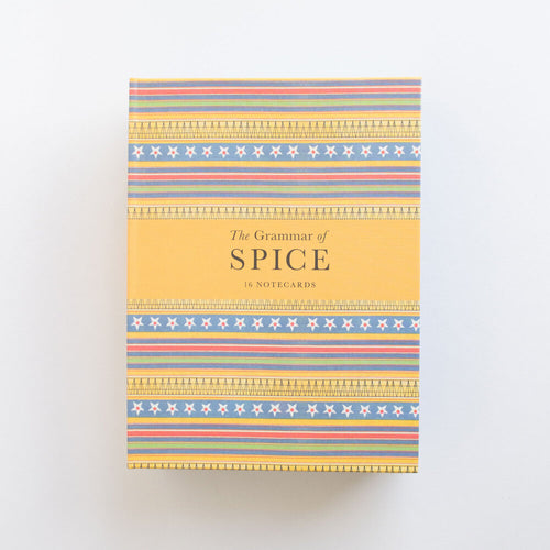 The Grammar of Spice postcards in a box.