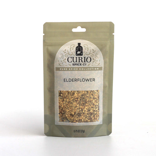 Curio Spice Co. sustainable Elderflower in a resealable bag.